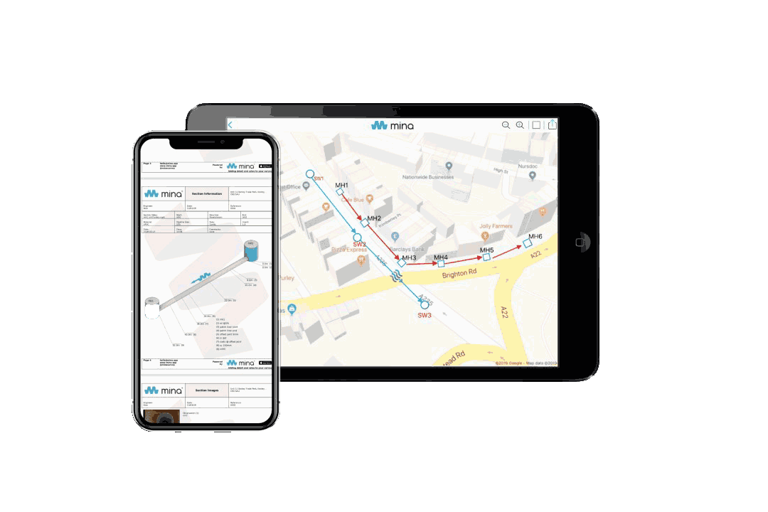mina survey reporting mobile software scanprobe pipeline cameras in Athens Greece