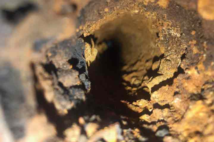 Sewer & water drain property inspection survey rusty metallic pipe Cyprus